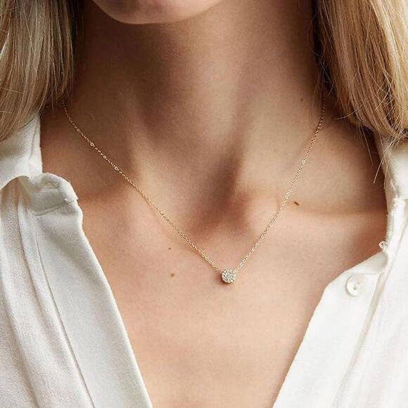 Simple Dainty Circle Gold Dot Pendant Charm Necklace Gold Plated Adjustable Gift - Picture 1 of 9
